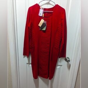 NEW!! Way Red Knit Fitted Long Sleeve dress Size 12 ORIG $80.00. NWT.